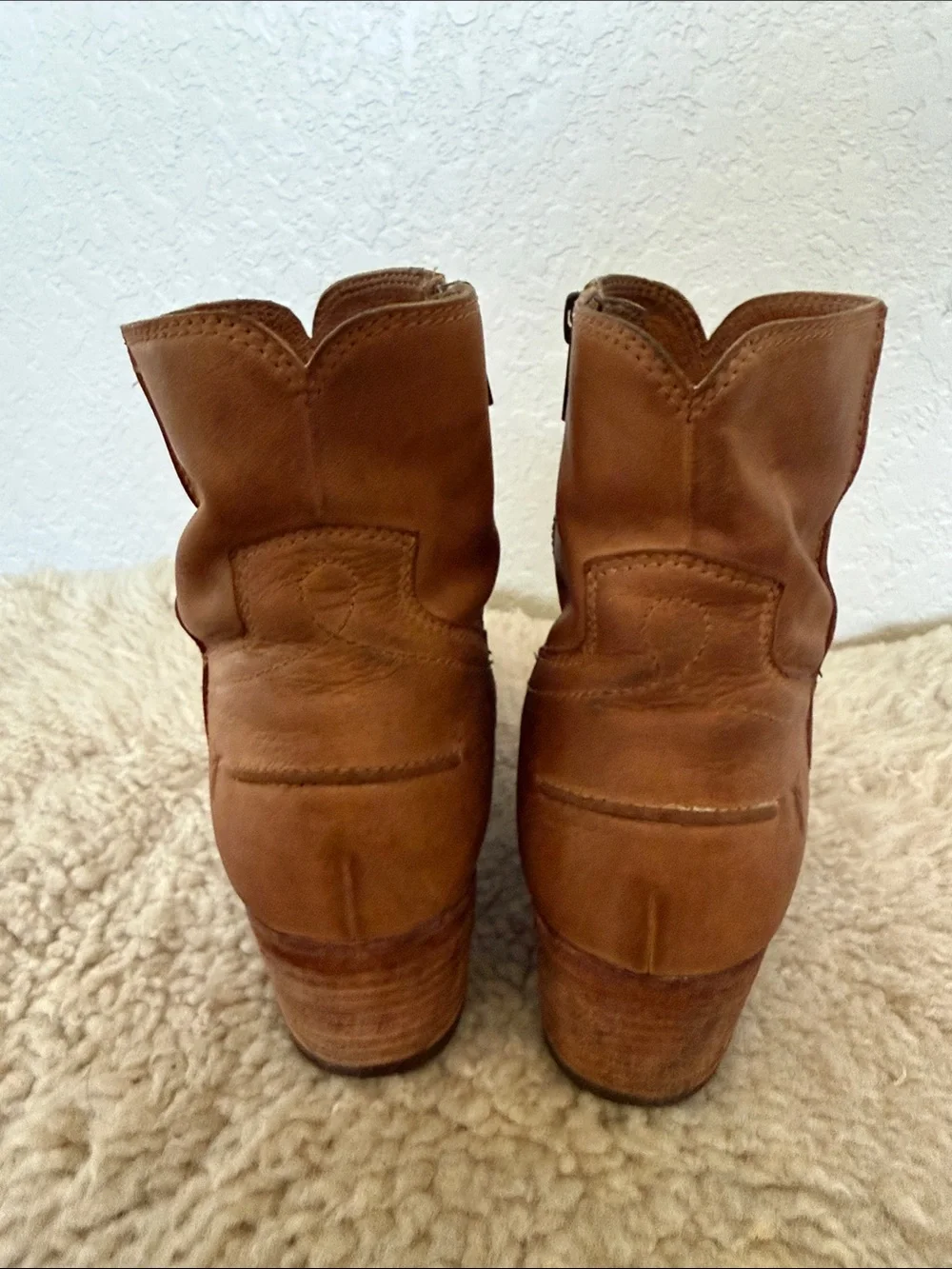 Frye Women's Brown Leather Ankle Boots with Side Zip